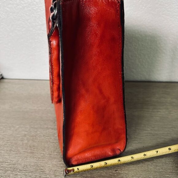 Patricia Nash Zancona Ochre Rust Orange Tooled Leather Purse Tote Shoulder Bag - Picture 5 of 11